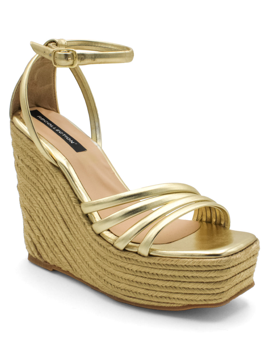 Sandalias con plataforma Exterior Piel sintética Color Oro Para Mujer De RBCOLLECTION