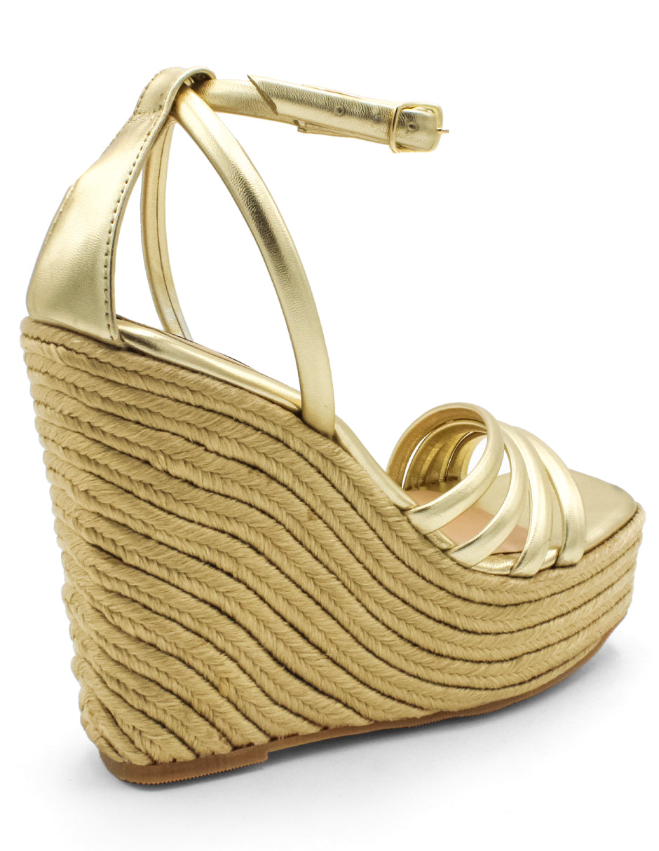 Sandalias con plataforma Exterior Piel sintética Color Dorado Para Mujer De RBCOLLECTION