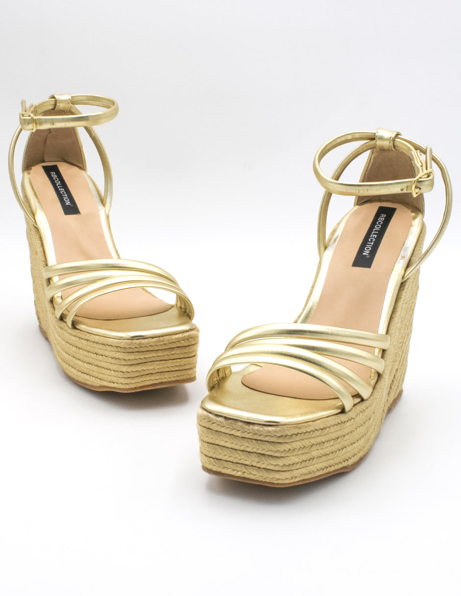 Sandalias con plataforma Exterior Piel sintética Color Dorado Para Mujer De RBCOLLECTION