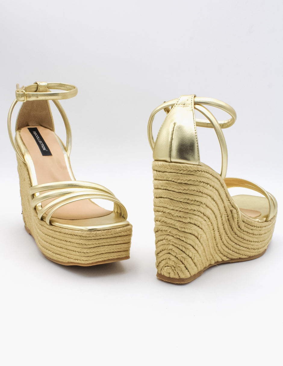 Sandalias con plataforma Exterior Piel sintética Color Dorado Para Mujer De RBCOLLECTION