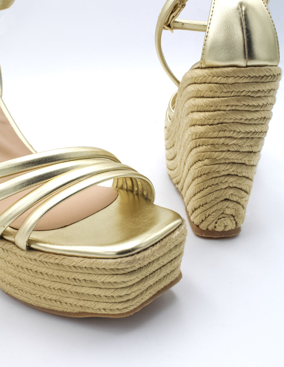 Sandalias con plataforma Exterior Piel sintética Color Dorado Para Mujer De RBCOLLECTION