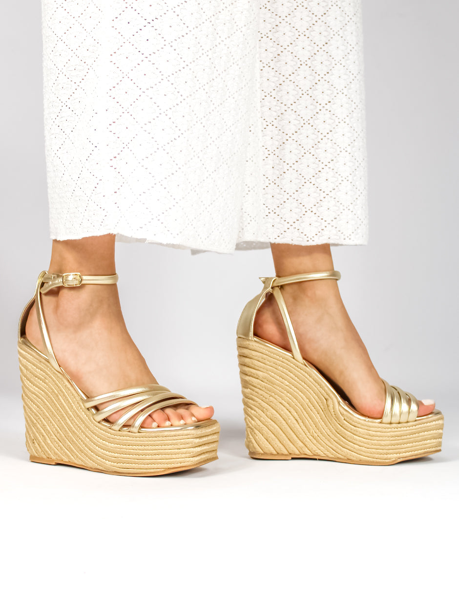 Sandalias con plataforma Exterior Piel sintética Color Dorado Para Mujer De RBCOLLECTION