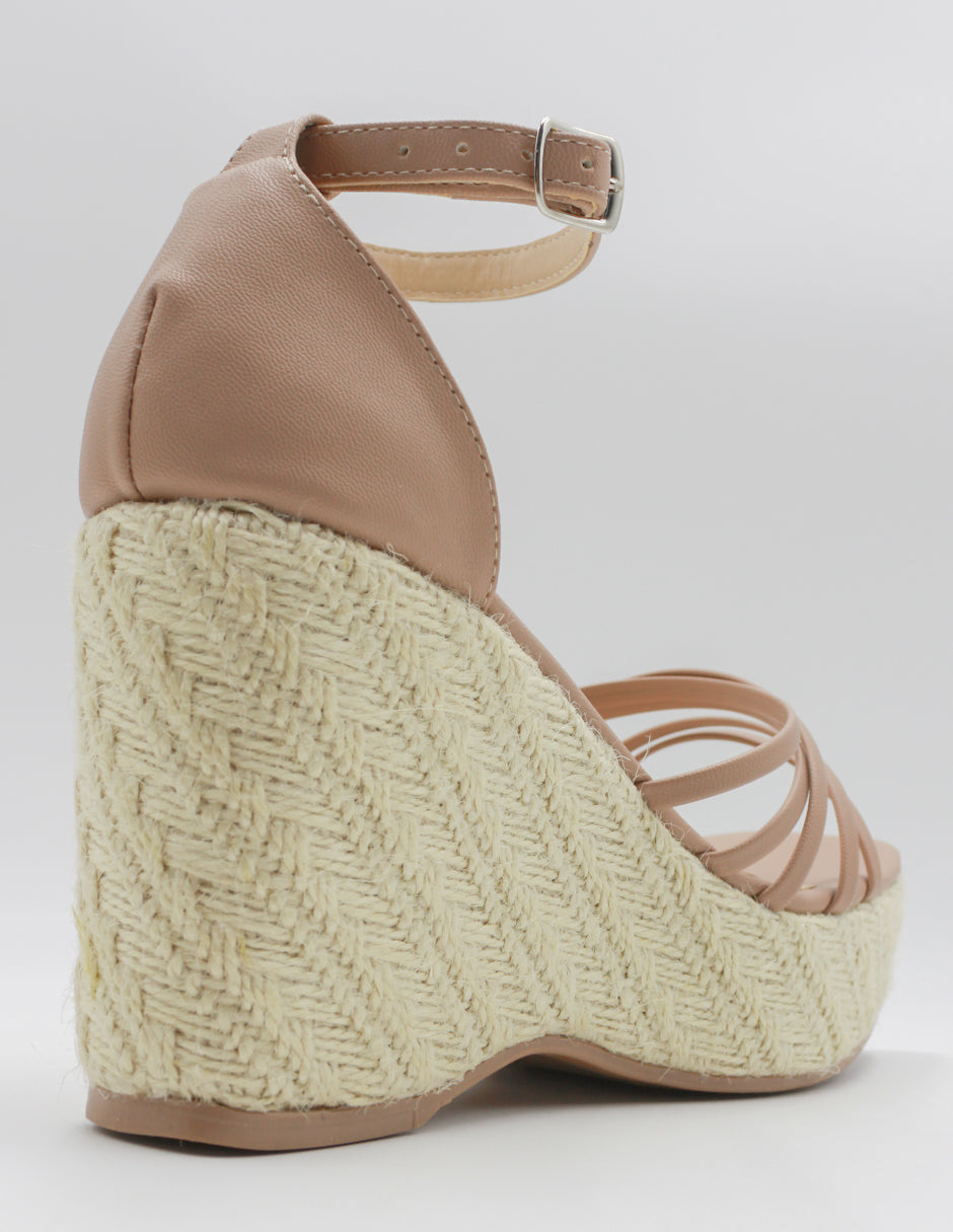 Sandalias con plataforma RICE en Piel vegana – Beige