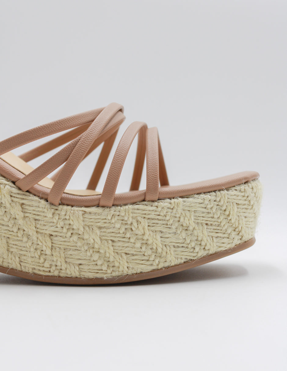 Sandalias con plataforma RICE en Piel vegana – Beige