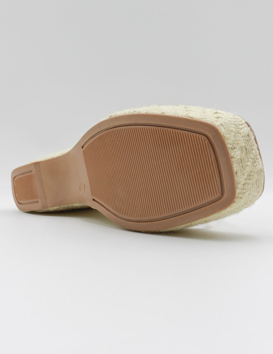 Sandalias con plataforma RICE en Piel vegana – Beige