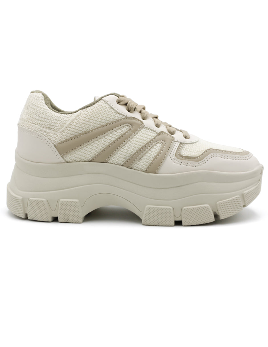 Tenis tipo deportivo Exterior Piel vegana Color Beige  Para Mujer De RBCOLLECTION