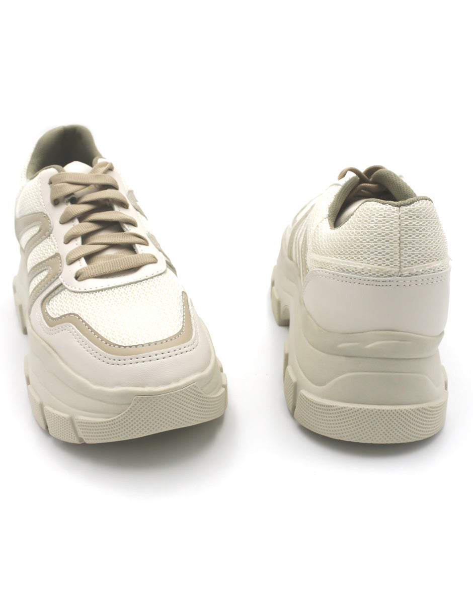 Tenis tipo deportivo Exterior Piel vegana Color Beige  Para Mujer De RBCOLLECTION