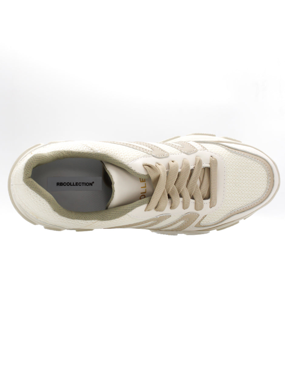 Tenis tipo deportivo Exterior Piel vegana Color Beige  Para Mujer De RBCOLLECTION