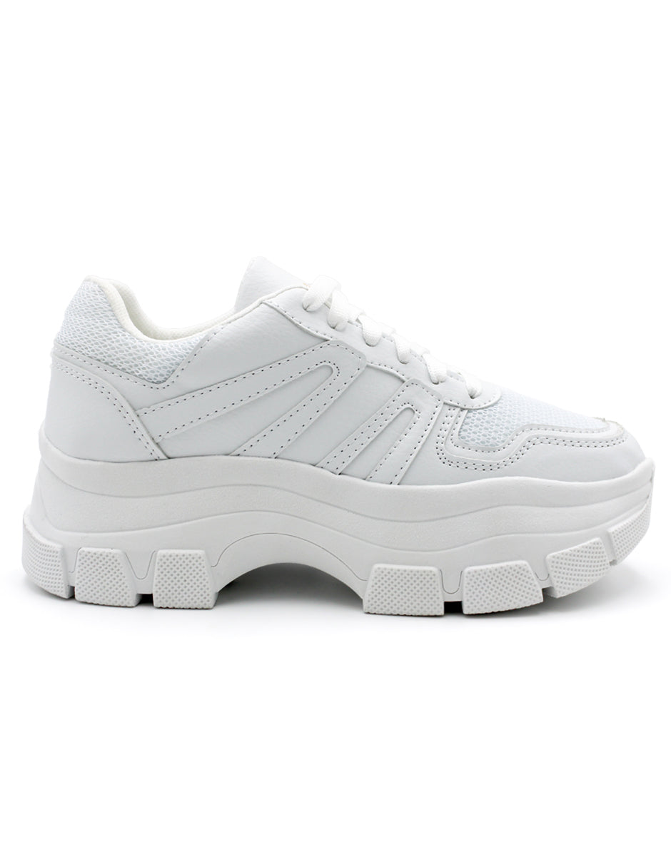 Tenis tipo deportivo Exterior Piel vegana Color Blanco Para Mujer De RBCOLLECTION