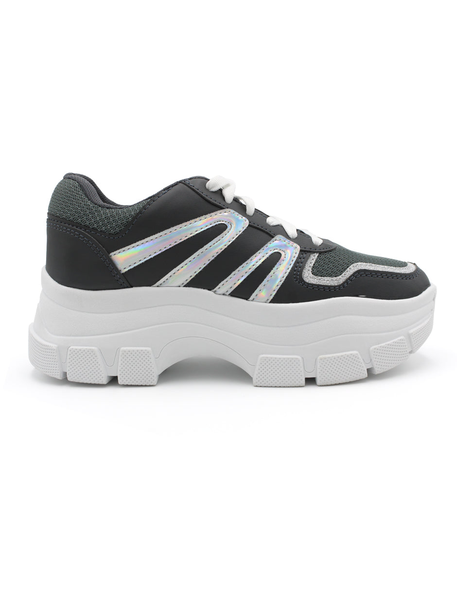 Tenis tipo deportivo Exterior Piel vegana Color Gris Para Mujer De RBCOLLECTION