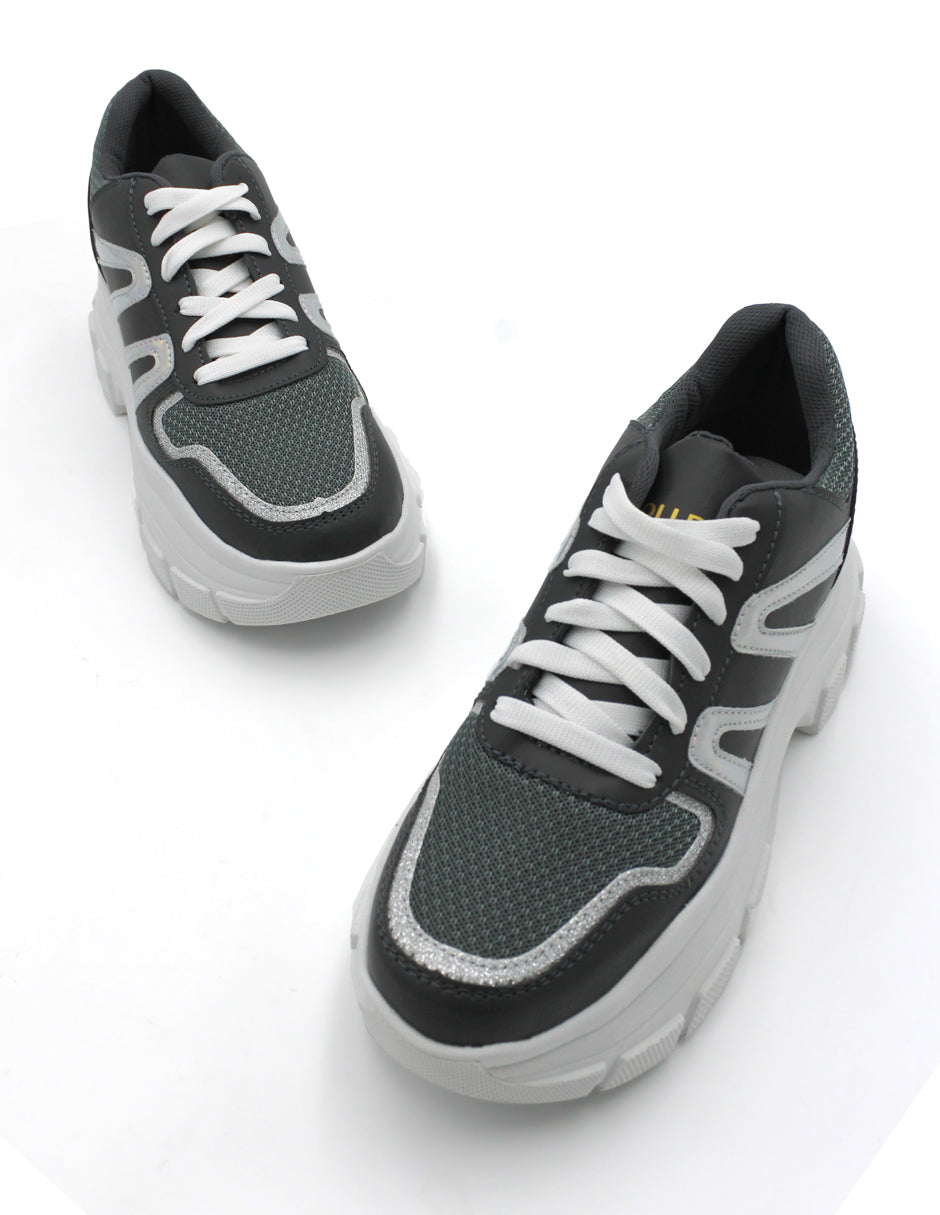 Tenis tipo deportivo Exterior Piel vegana Color Gris Para Mujer De RBCOLLECTION