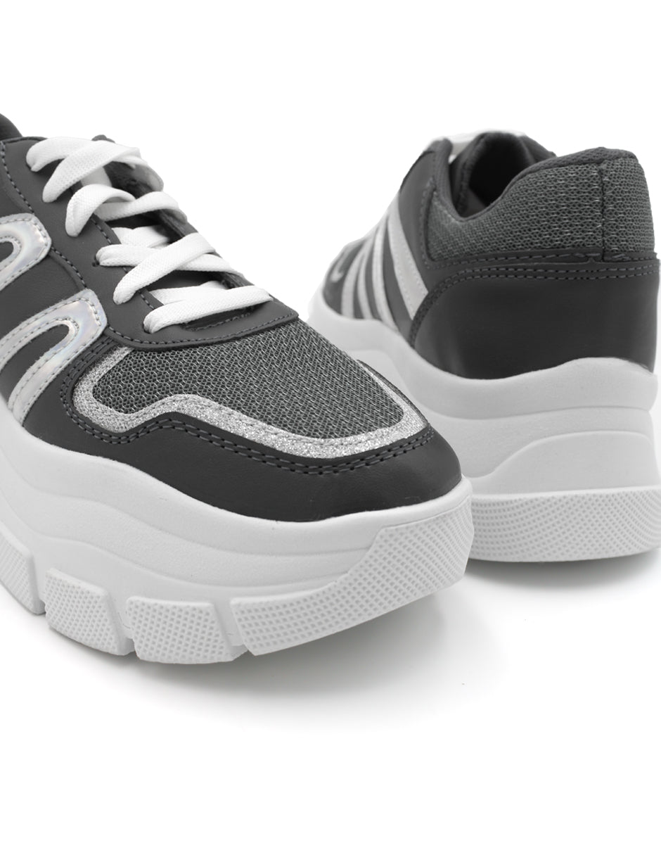 Tenis tipo deportivo Exterior Piel vegana Color Gris Para Mujer De RBCOLLECTION