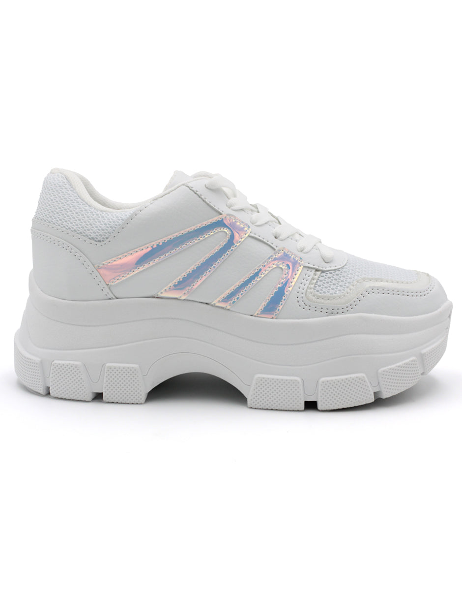 Tenis tipo deportivo Exterior Piel vegana Color Blanco Para Mujer De RBCOLLECTION