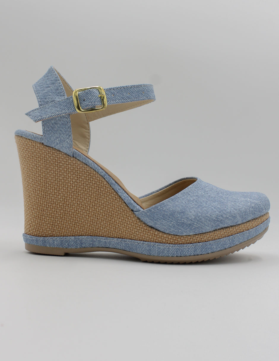 Sandalias con plataforma Oria en Textil – Azul