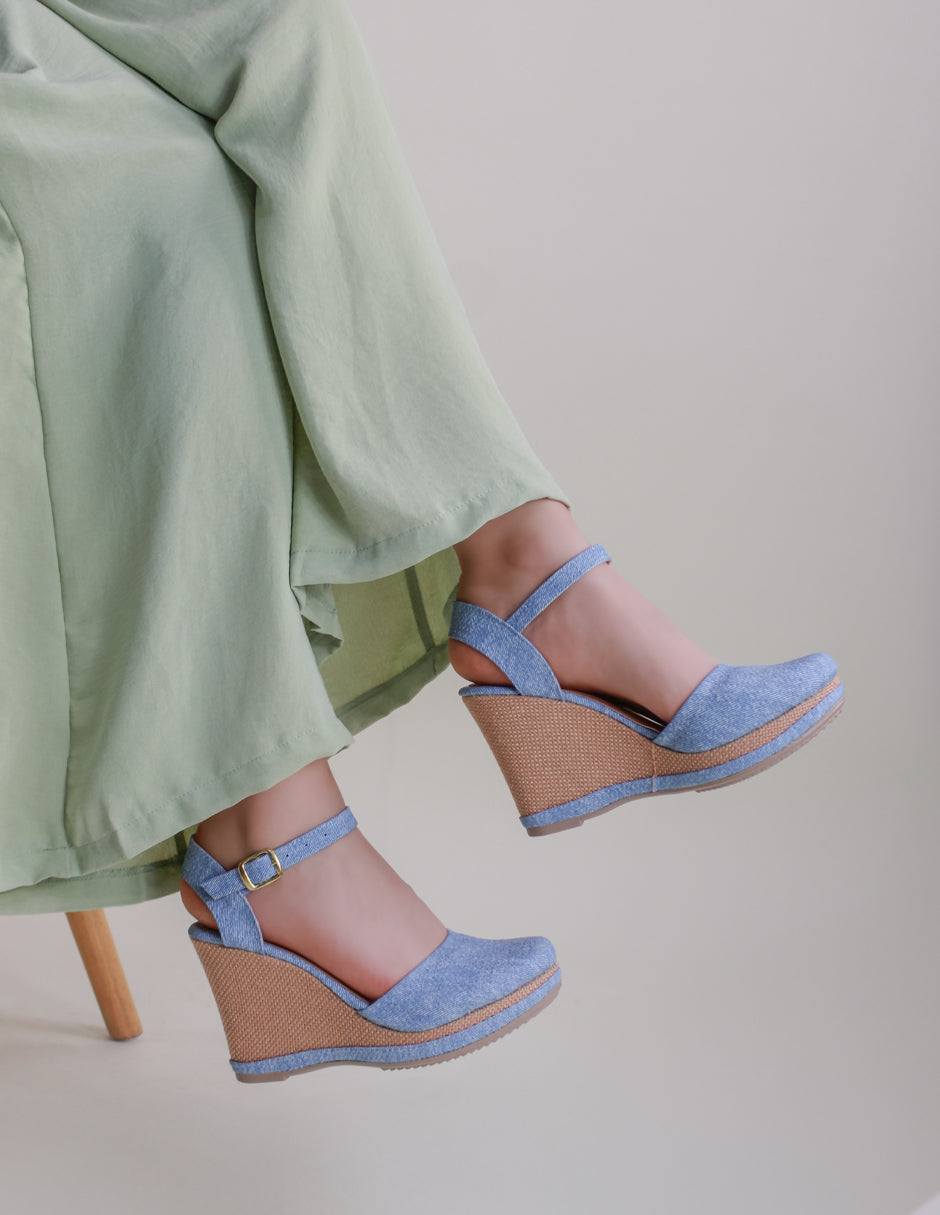 Sandalias con plataforma Oria en Textil – Azul