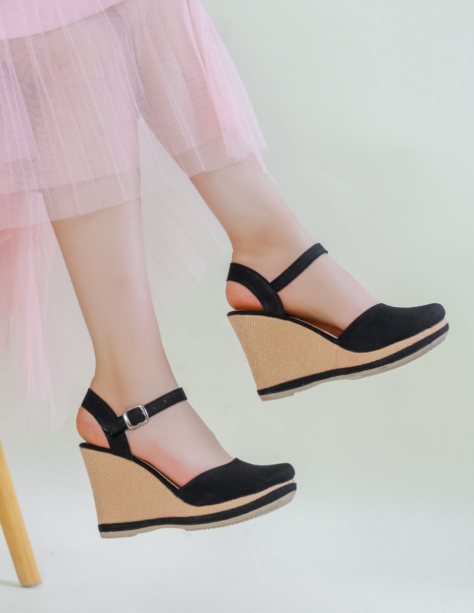 Sandalias con plataforma Oria en Textil – Negro