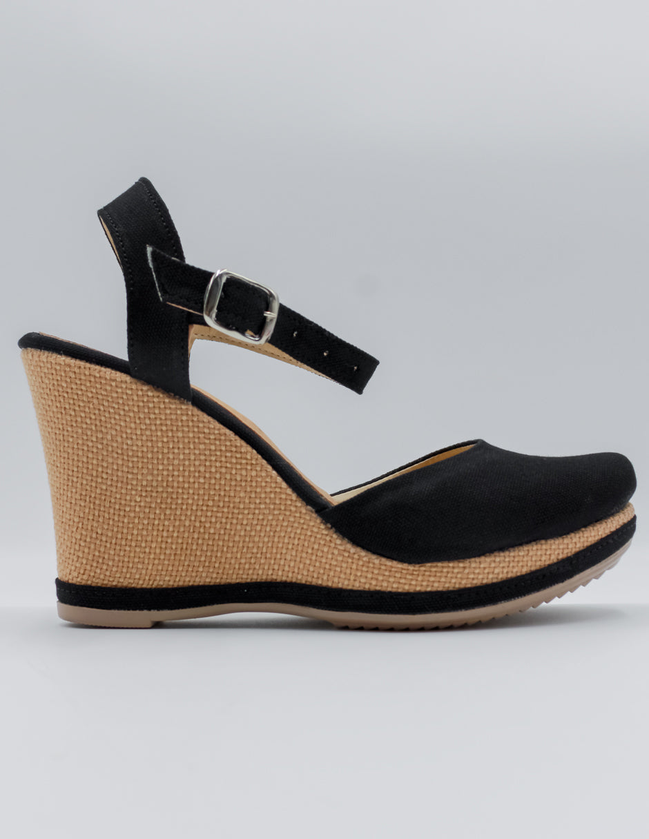 Sandalias con plataforma Oria en Textil – Negro