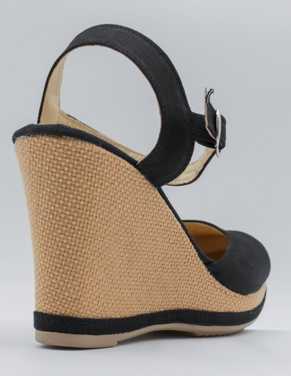 Sandalias con plataforma Oria en Textil – Negro
