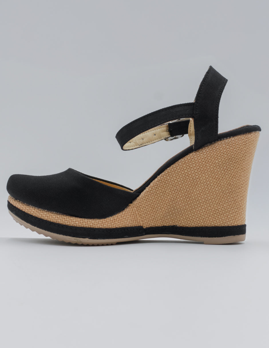 Sandalias con plataforma Oria en Textil – Negro