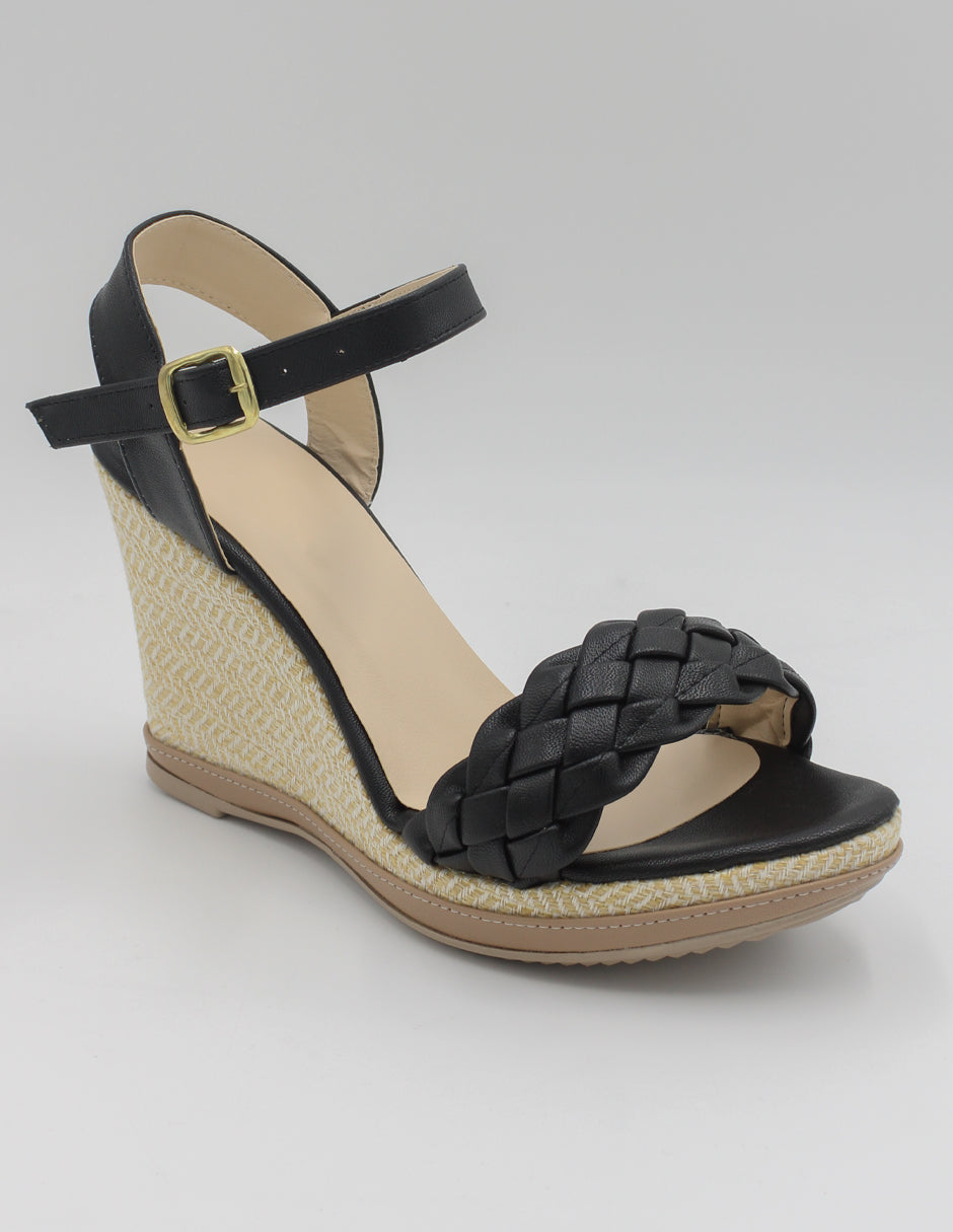 Sandalia con tacón Exterior Piel vegana Color Negro Para Mujer De RBBASICS