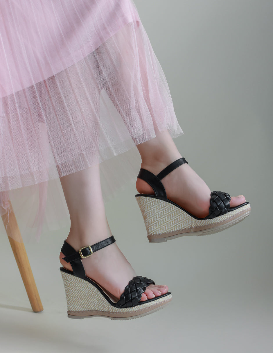 Sandalias con plataforma Serena en Piel vegana – Negro