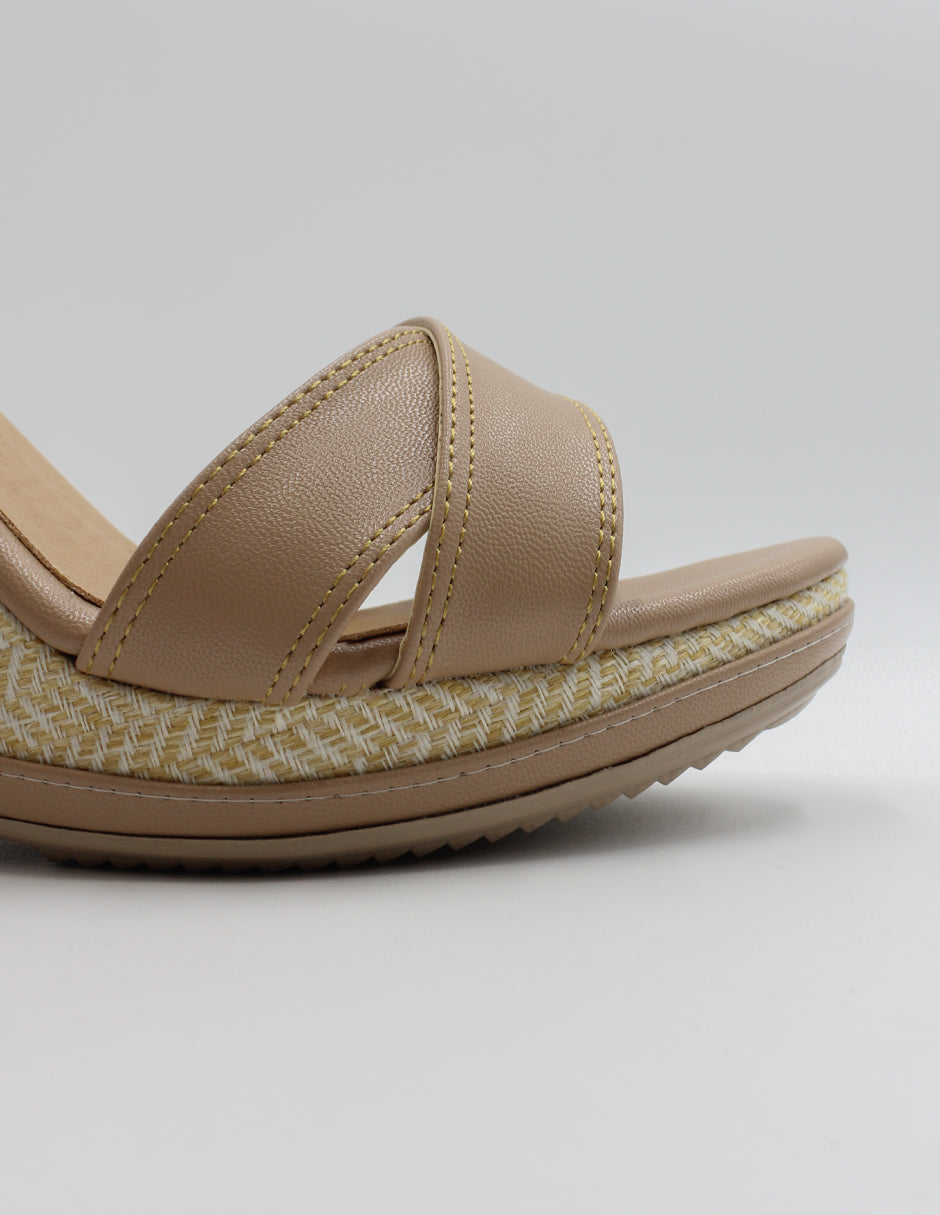 Sandalias con plataforma Arena en Piel vegana – Beige