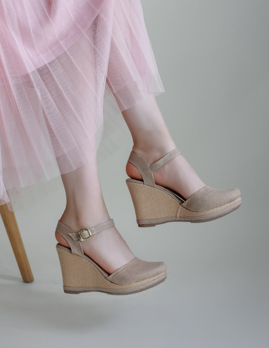 Sandalias con plataforma Oria en Textil – Beige