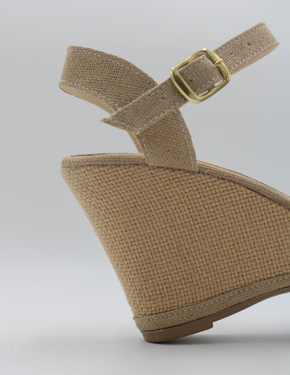Sandalias con plataforma Oria en Textil – Beige