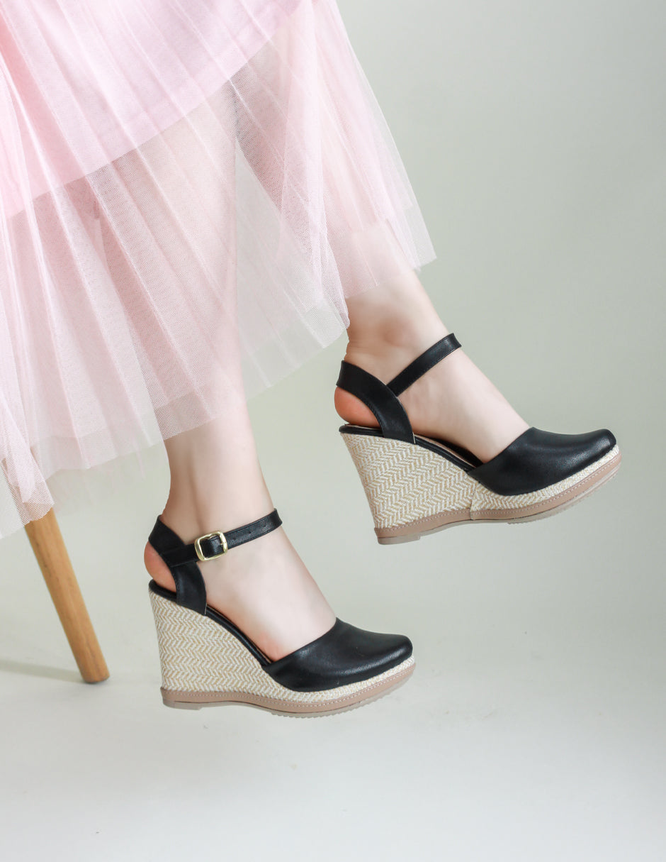 Sandalias con plataforma Oria en Piel vegana – Negro