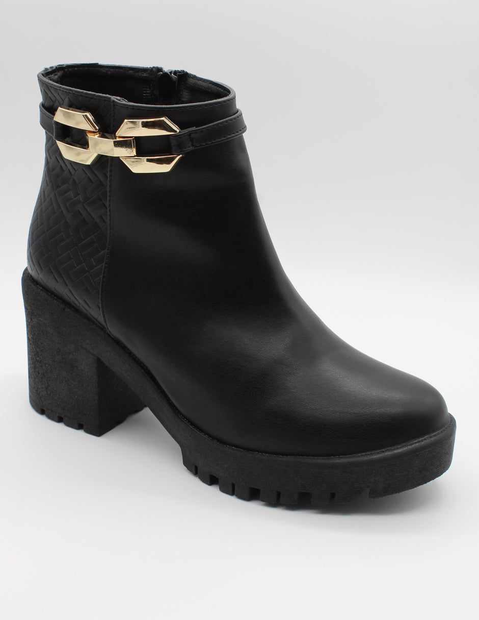 Botín con tacón Exterior Piel vegana Color Negro Para Mujer De RBCOLLECTION