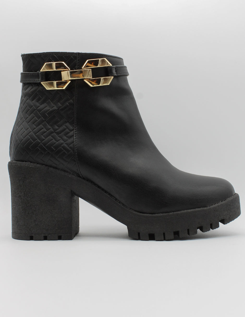 Botín con tacón Handmade en Piel vegana – Negro