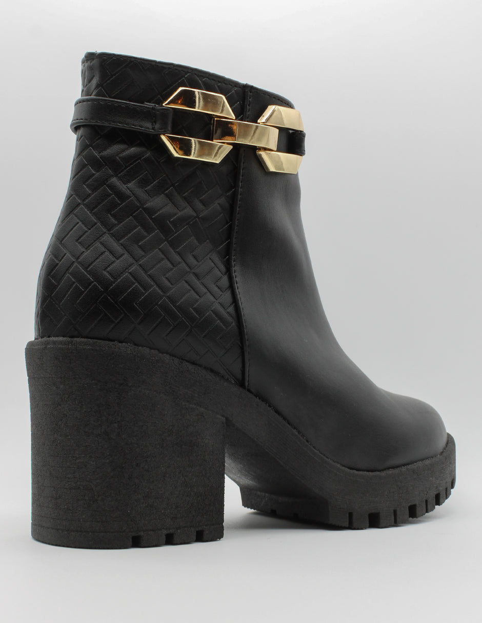 Botín con tacón Handmade en Piel vegana – Negro