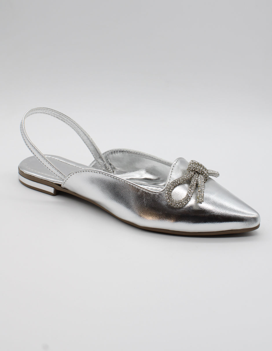 Flats puntal Exterior Sintético Color Plata Para Mujer De RBCOLLECTION