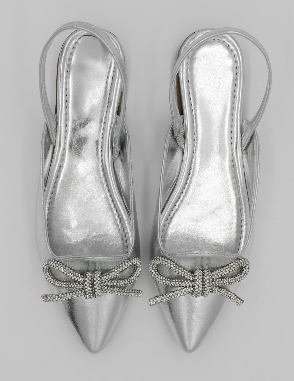 Flats puntal Classy en Sintético – Plata
