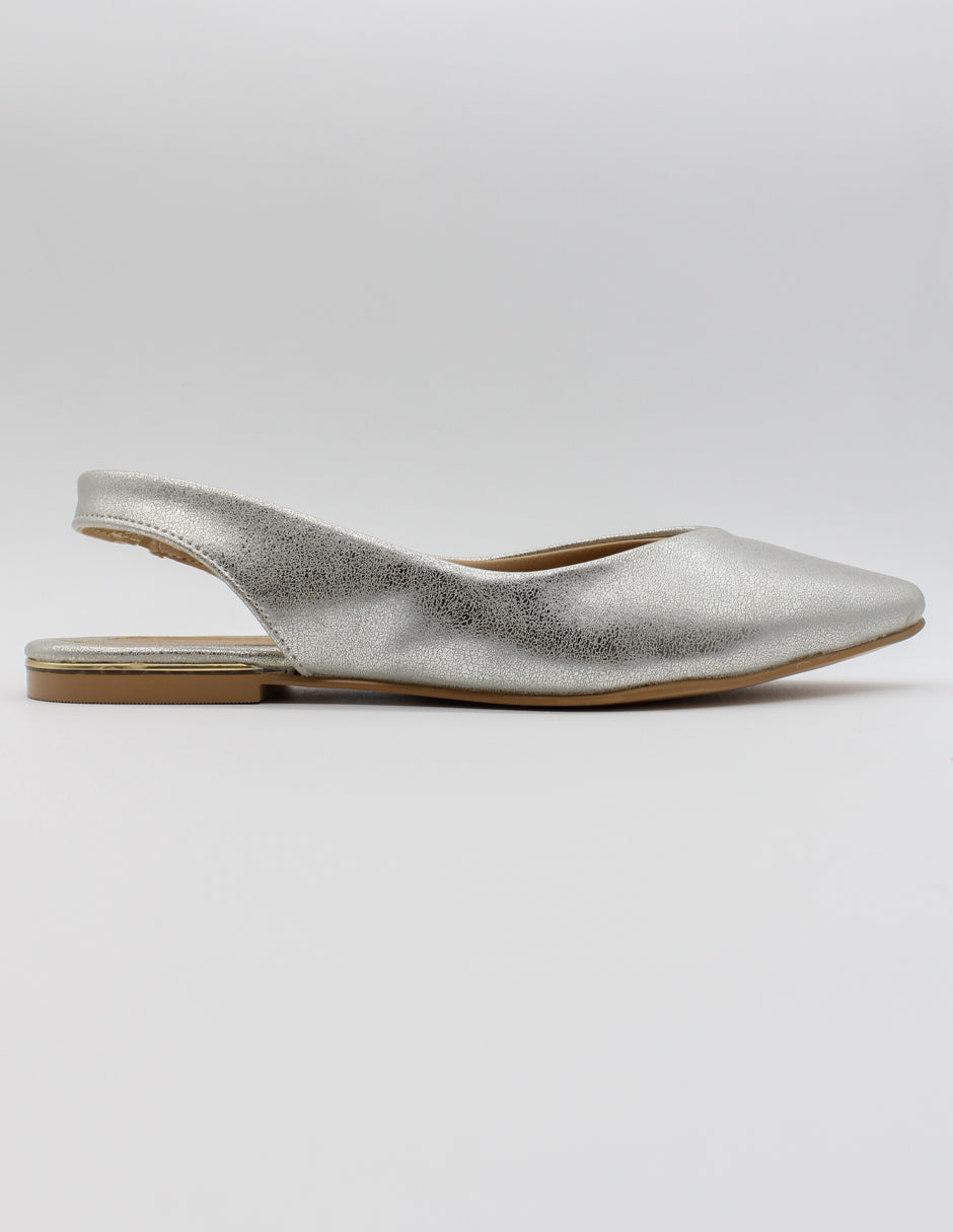 Flats puntales Classy en Piel vegana Color Plata