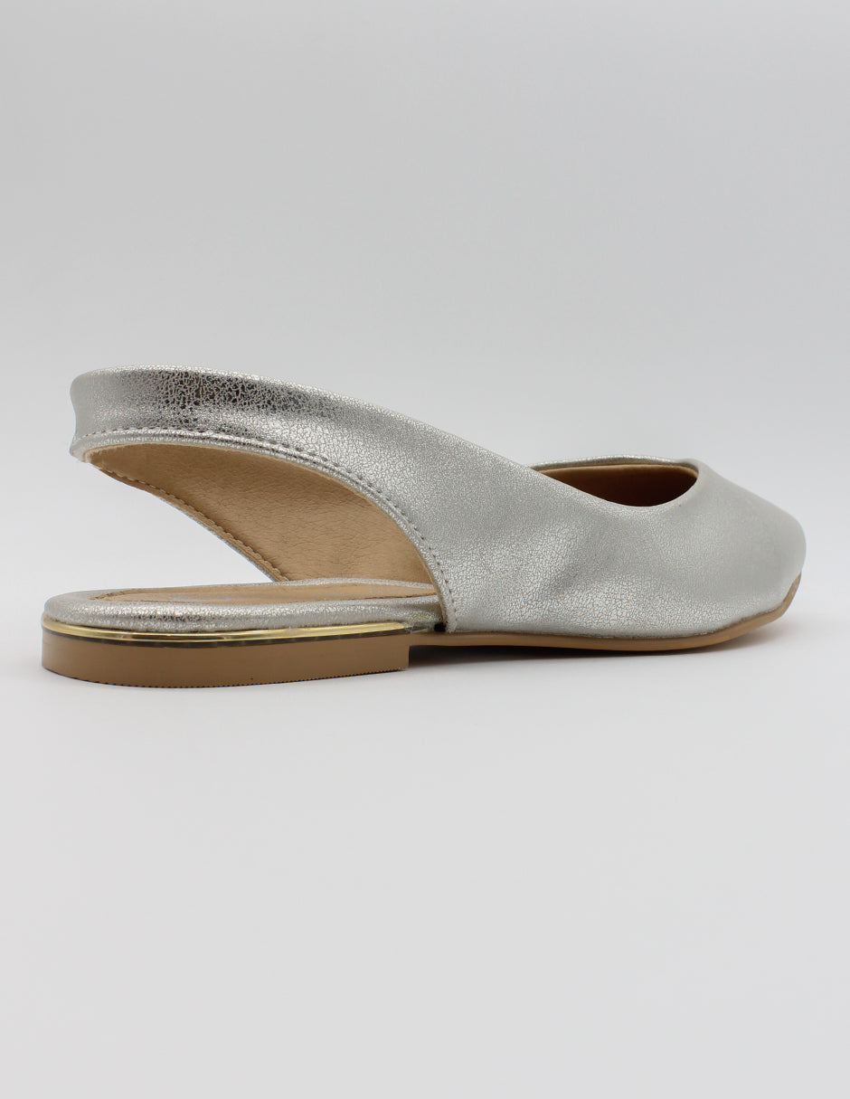 Flats puntales Classy en Piel vegana Color Plata