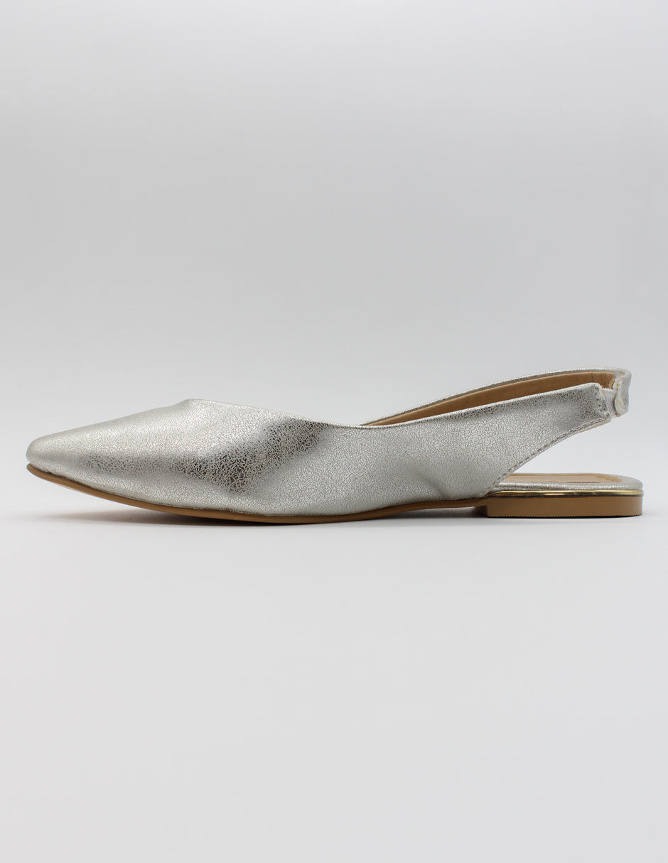 Flats puntales Classy en Piel vegana Color Plata