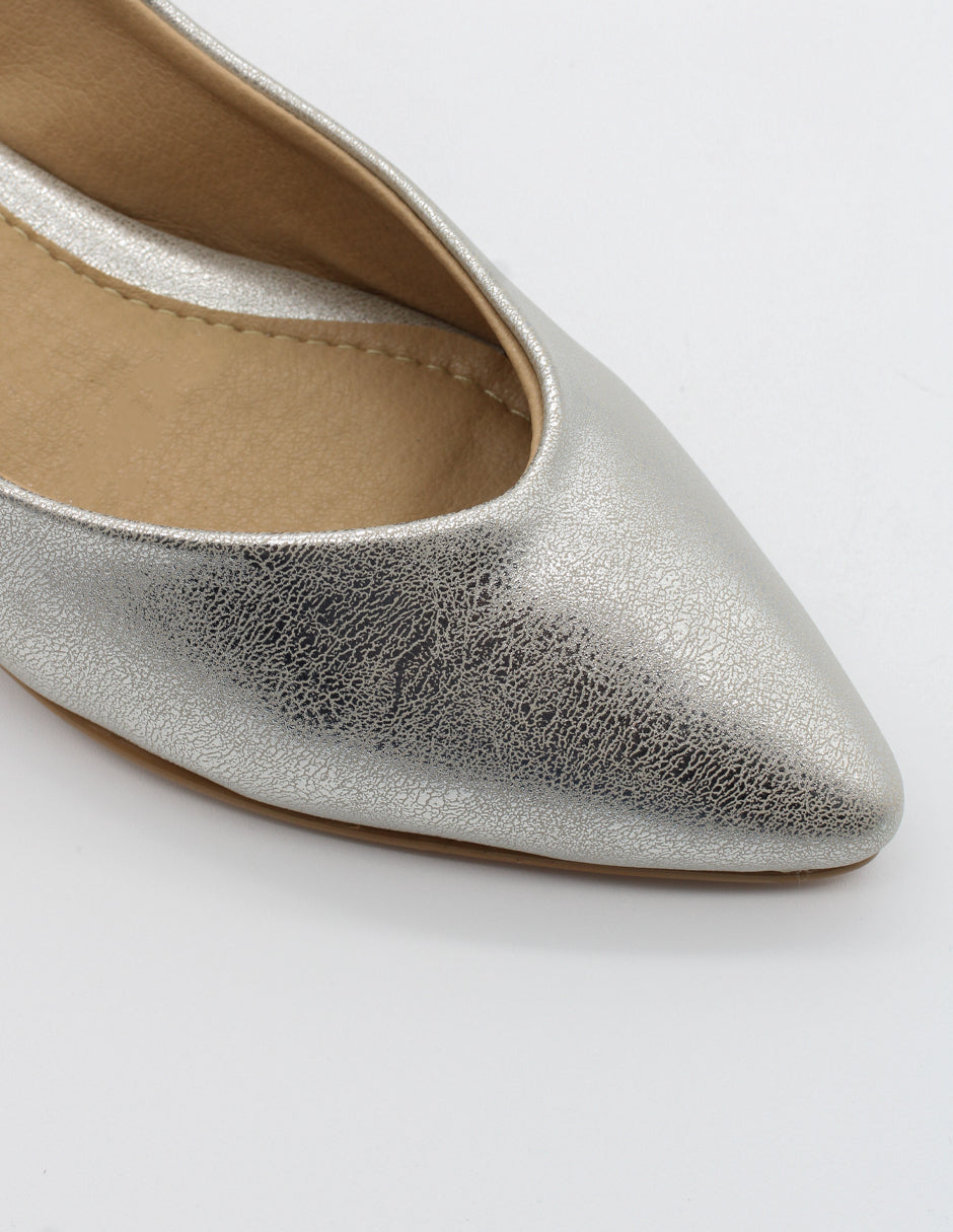 Flats puntales Classy en Piel vegana Color Plata