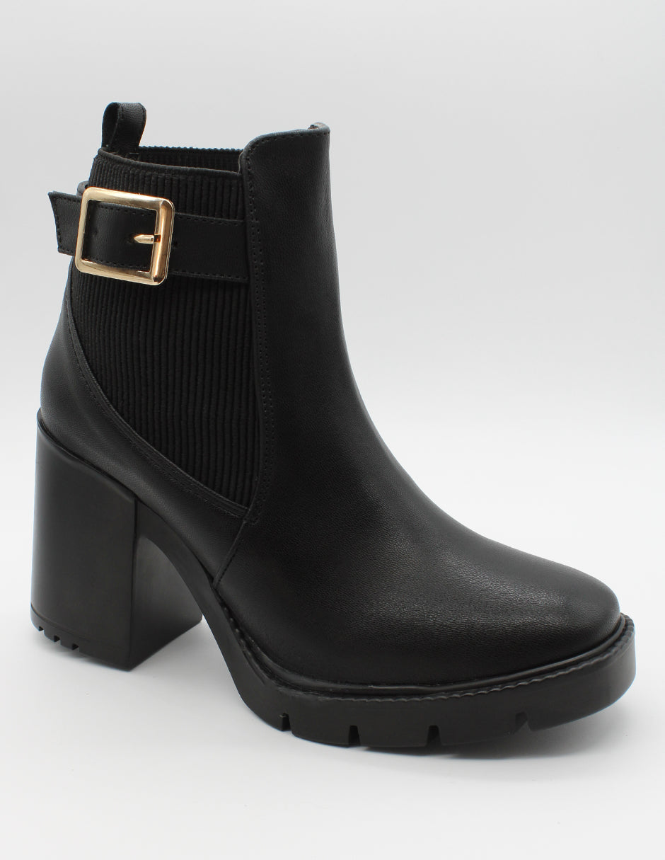 Botín con tacón Exterior Piel vegana Color Negro Para Mujer De RBCOLLECTION