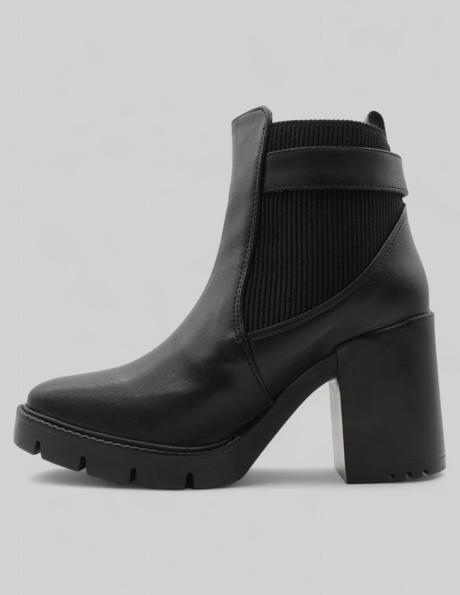 Botín con tacón Street en Piel vegana – Negro