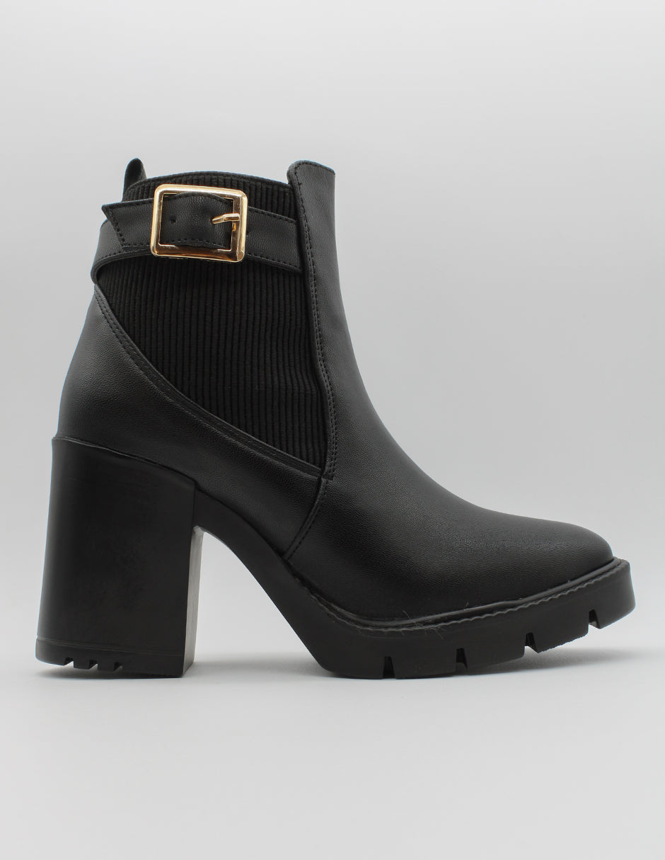 Botín con tacón Street en Piel vegana – Negro