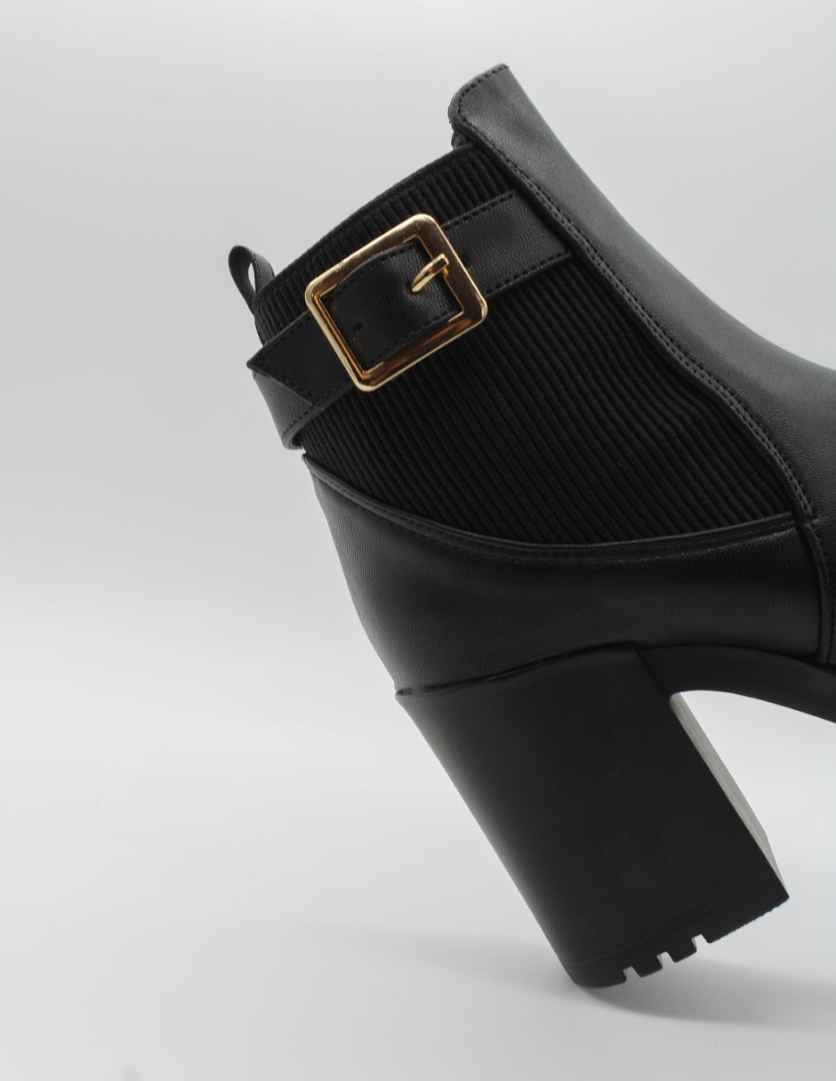 Botín con tacón Street en Piel vegana – Negro