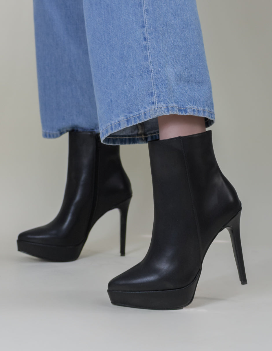 Botín con tacón Aurora en Piel vegana – Negro