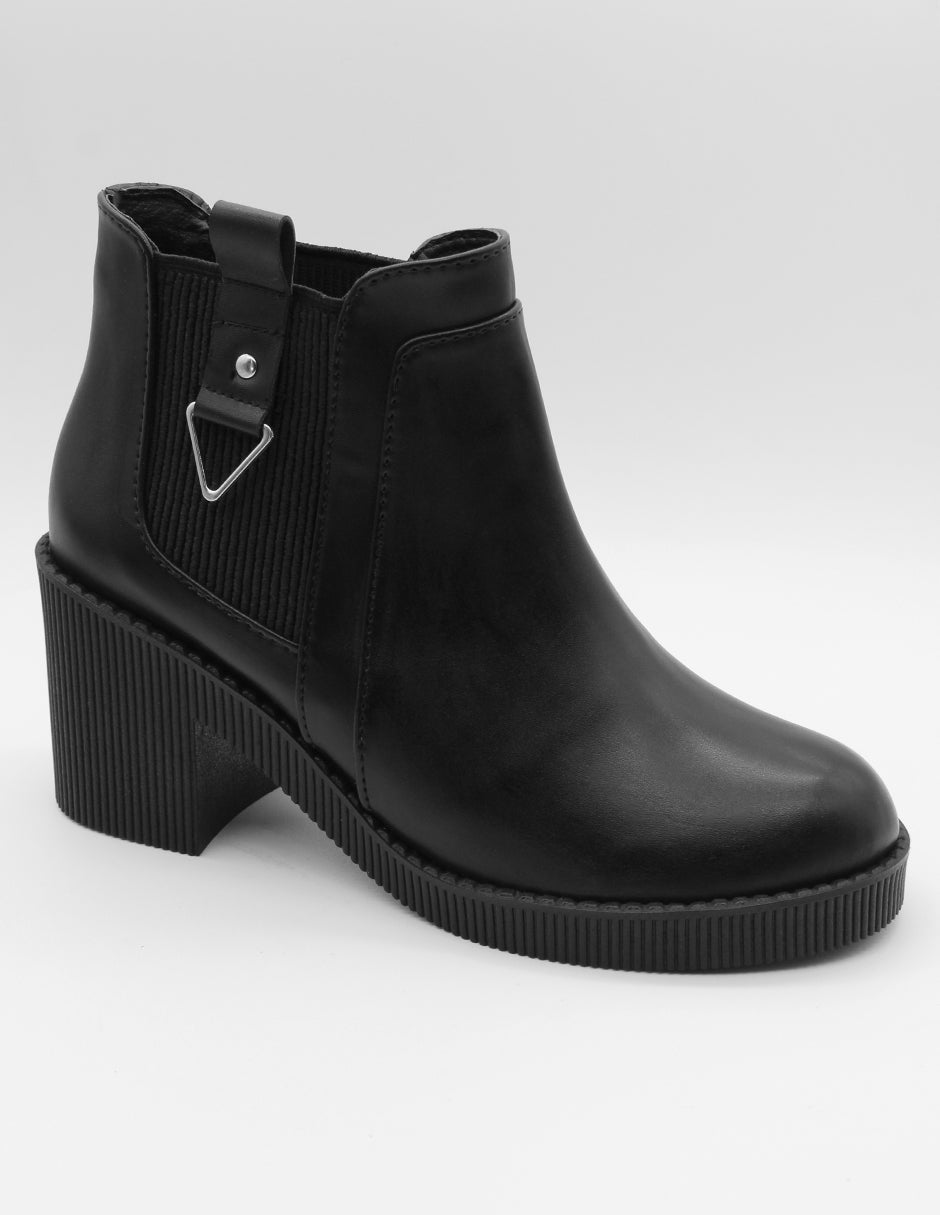 Botín con tacón Exterior Piel vegana Color Negro Para Mujer De RBBASICS