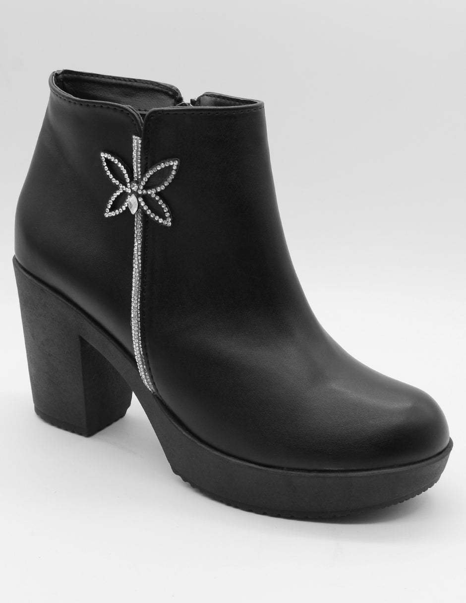 Botín con tacón Exterior Piel vegana Color Negro Para Mujer De RBBASICS