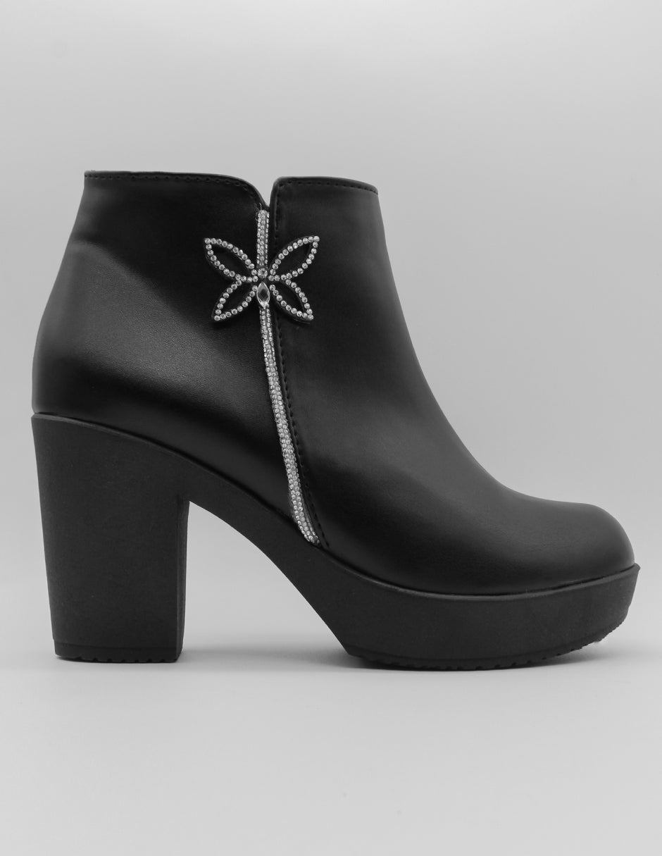 Botín con tacón Noa en Piel vegana – Negro