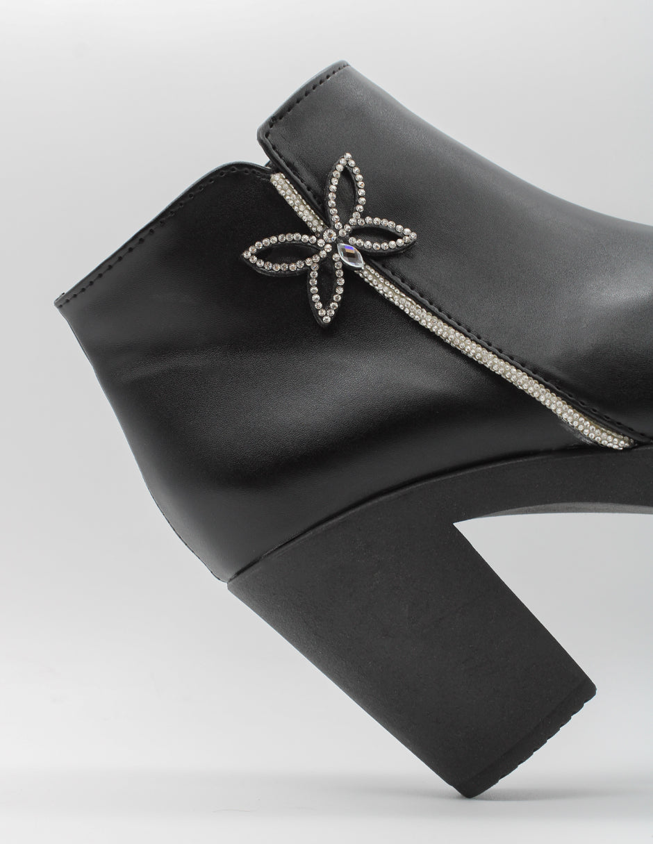 Botín con tacón Noa en Piel vegana – Negro