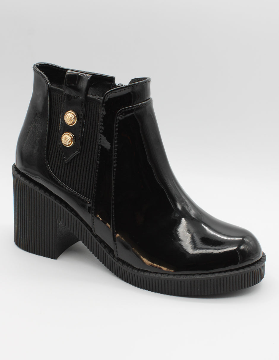 Botín con tacón Exterior Charol Color Negro Para Mujer De RBBASICS