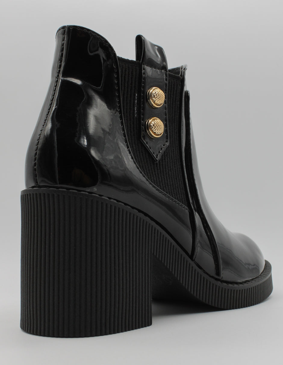 Botín con tacón Noa en Charol – Negro