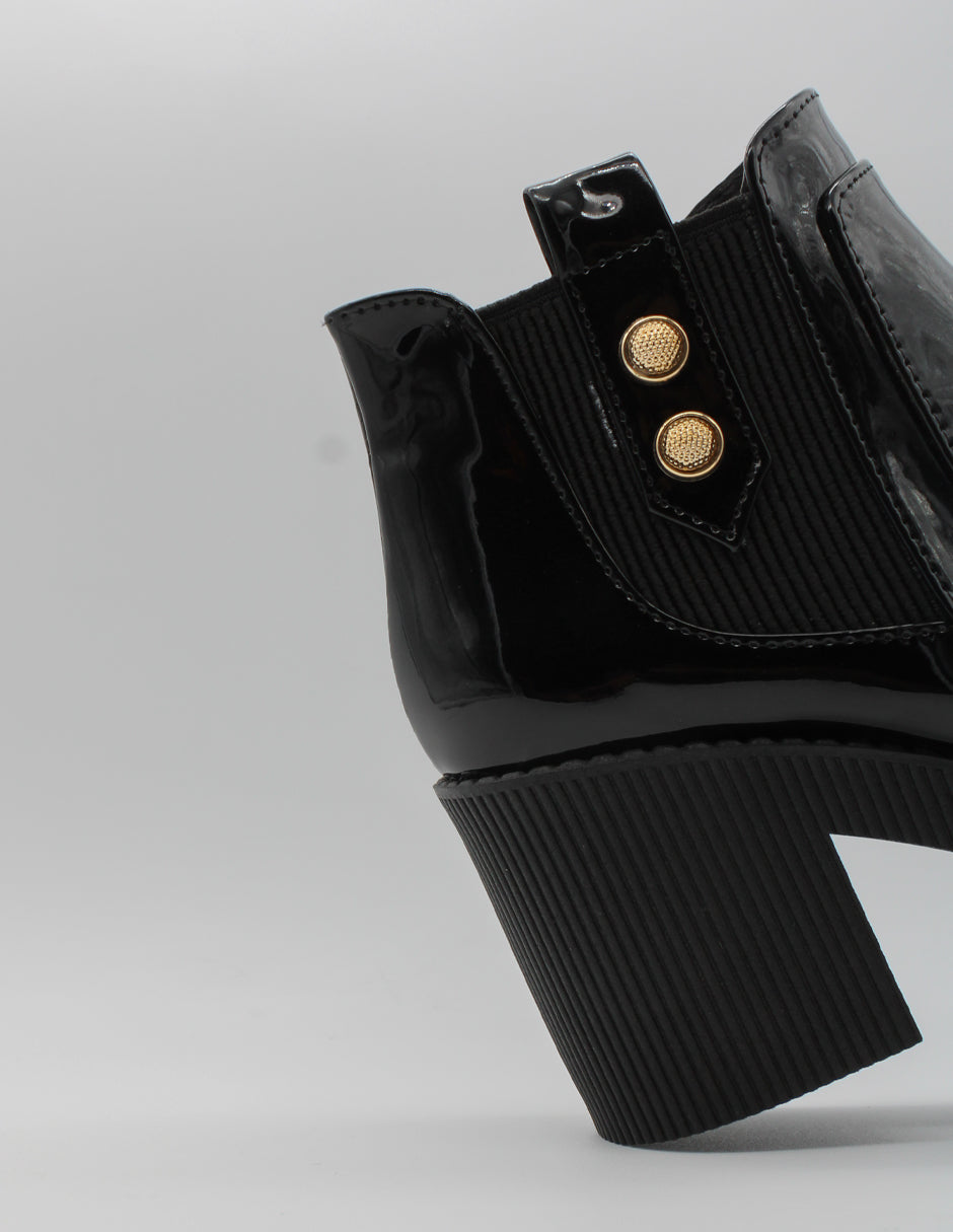 Botín con tacón Noa en Charol – Negro